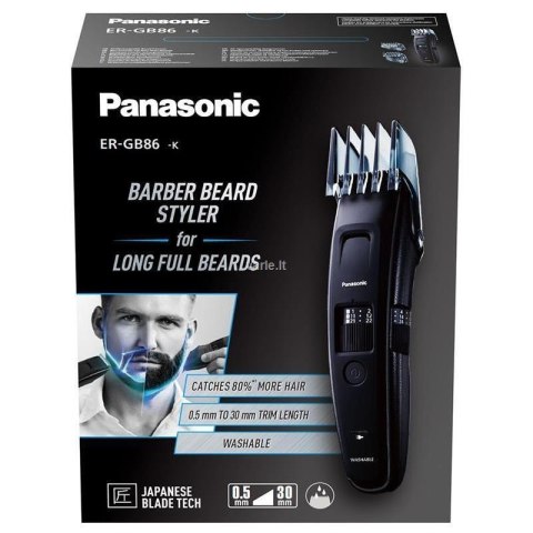 Panasonic | Beard trimmer | ER-GB86-K503 | Cordless | Number of length steps 57 | Step precise 0.5 mm | Black Panasonic | Beard trimmer | ER-GB86-K503 | Cordless | Number of length steps 57 | Step precise 0.5 mm | Black