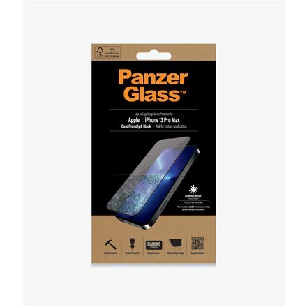 PanzerGlass | Screen protector - glass | Apple iPhone 13 Pro Max | Tempered glass | Black | Transparent PanzerGlass | Screen protector - glass | Apple iPhone 13 Pro Max | Tempered glass | Black | Transparent