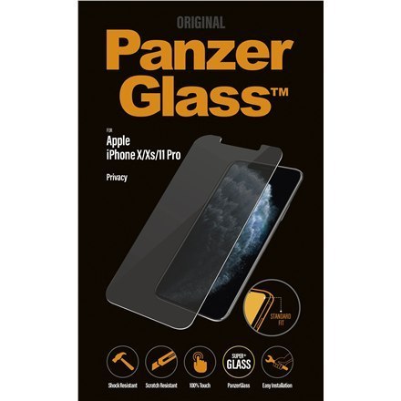 PanzerGlass | Screen protector - glass - with privacy filter | Apple iPhone 11 Pro, X, XS | Tempered glass | Transparent PanzerGlass | Screen protector - glass - with privacy filter | Apple iPhone 11 Pro, X, XS | Tempered glass | Transparent
