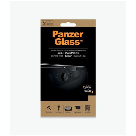 PanzerGlass | Screen protector - glass - with privacy filter | Apple iPhone 13, 13 Pro | Tempered glass | Black | Transparent PanzerGlass | Screen protector - glass - with privacy filter | Apple iPhone 13, 13 Pro | Tempered glass | Black | Transparent