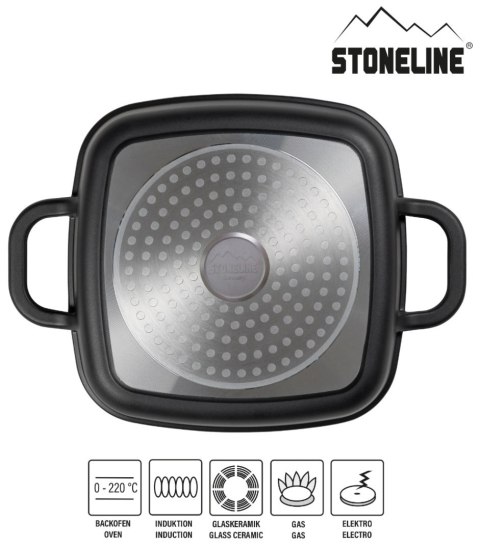 Patelnia kwadratowa Stoneline, szklana pokrywka Aroma, różowe złoto, 20 cm | Stoneline Patelnia kwadratowa Stoneline, szklana pokrywka Aroma, różowe złoto, 20 cm | Stoneline