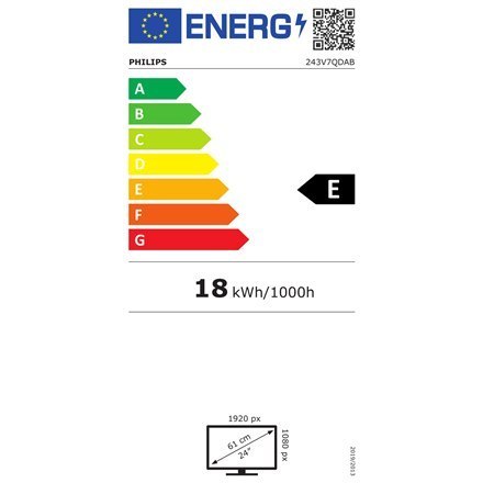 Philips | 243V7QDAB/00 | 23.8 " | IPS | FHD | 16:9 | 5 ms | 250 cd/m² | Black | HDMI ports quantity 1 | 60 Hz Philips | 243V7QDAB/00 | 23.8 " | IPS | FHD | 16:9 | 5 ms | 250 cd/m² | Black | HDMI ports quantity 1 | 60 Hz