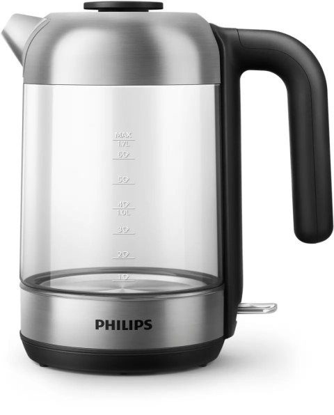 Philips | Kettle | HD9339/80 | Electric | 2200 W | 1.7 L | Stainless steel/Glass | 360° rotational base | Black/Silver Philips | Kettle | HD9339/80 | Electric | 2200 W | 1.7 L | Stainless steel/Glass | 360° rotational base | Black/Silver