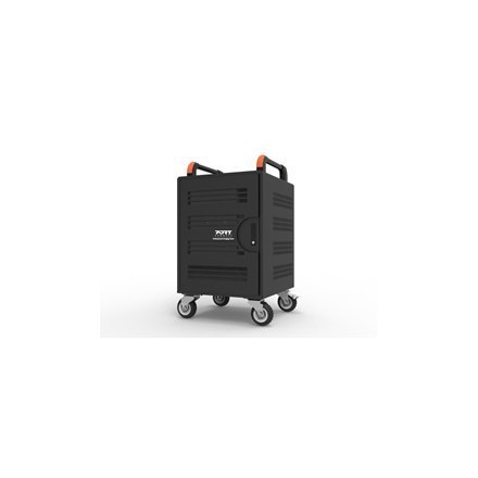 PORT CONNECT | Szafka ładująca 20 tabletów + 1 notebook | 1 wysuwany stojak na notebook 17''; Ochrona przed przepięciami; 3-punk