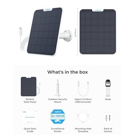 Reolink | Solar Panel | SP2-W | IP65 | White Reolink | Solar Panel | SP2-W | IP65 | White