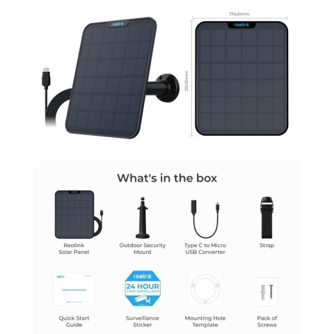 Reolink | Solar charger for video cameras | Solar Panel 2 | IP65 Reolink | Solar charger for video cameras | Solar Panel 2 | IP65