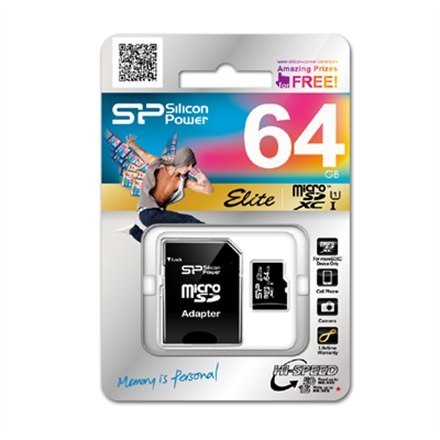 Silicon Power | Elite UHS-I | 64 GB | MicroSDXC | Pamięć flash klasy 10 | Adapter SD Silicon Power | Elite UHS-I | 64 GB | MicroSDXC | Pamięć flash klasy 10 | Adapter SD