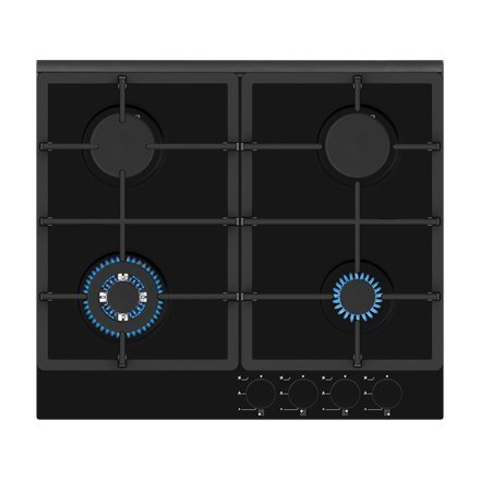 Simfer | H6 401 TGRSP | Hob | Gas on glass | Number of burners/cooking zones 4 | Rotary knobs | Black Simfer | H6 401 TGRSP | Hob | Gas on glass | Number of burners/cooking zones 4 | Rotary knobs | Black