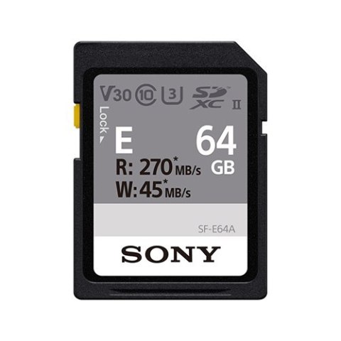 Sony | Karta pamięci UHS-II | SF-E SDXC Class10 | 64 GB | Karta pamięci SDXC | Pamięć flash klasy U3, V30 Sony | Karta pamięci UHS-II | SF-E SDXC Class10 | 64 GB | Karta pamięci SDXC | Pamięć flash klasy U3, V30