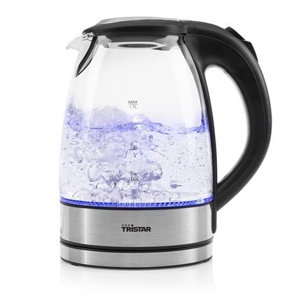 Tristar | Glass Kettle with LED | WK-3377 | Electric | 2200 W | 1.7 L | Glass | 360° rotational base | Black/Stainless Steel Tristar | Glass Kettle with LED | WK-3377 | Electric | 2200 W | 1.7 L | Glass | 360° rotational base | Black/Stainless Steel