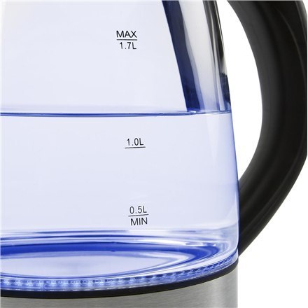 Tristar | Glass Kettle with LED | WK-3377 | Electric | 2200 W | 1.7 L | Glass | 360° rotational base | Black/Stainless Steel Tristar | Glass Kettle with LED | WK-3377 | Electric | 2200 W | 1.7 L | Glass | 360° rotational base | Black/Stainless Steel