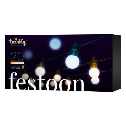 Twinkly | Girlandy Smart LED 40 AWW (Złoto+Srebro) żarówki G45, 20m | AWW - Zimne do ciepłej bieli Twinkly | Girlandy Smart LED 40 AWW (Złoto+Srebro) żarówki G45, 20m | AWW - Zimne do ciepłej bieli