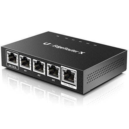 Ubiquiti | EsgeRouter ER-X | No Wi-Fi | 10/100/1000 Mbit/s | Ethernet LAN (RJ-45) ports 5 | Mesh Support No | MU-MiMO No | No mo Ubiquiti | EsgeRouter ER-X | No Wi-Fi | 10/100/1000 Mbit/s | Ethernet LAN (RJ-45) ports 5 | Mesh Support No | MU-MiMO No | No mo
