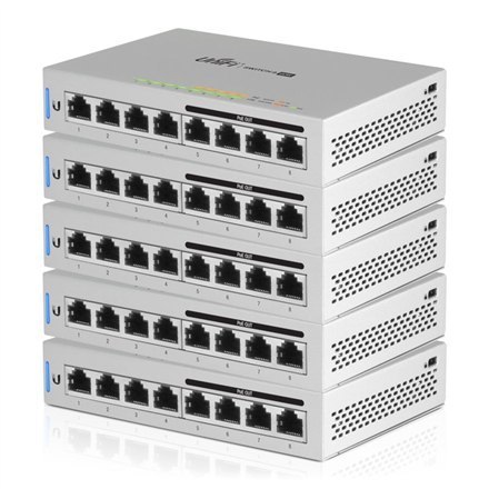 Ubiquiti | Unifi Switch | US-8-5 (5 pack) | Web managed | Desktop | 1 Gbps (RJ-45) ports quantity 8 | SFP ports quantity 2 | Pow Ubiquiti | Unifi Switch | US-8-5 (5 pack) | Web managed | Desktop | 1 Gbps (RJ-45) ports quantity 8 | SFP ports quantity 2 | Pow