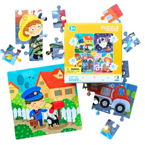 PUZZLE 4w1 MOJE ZAWODY LISTONOSZ LEKARZ POLICJANT STRAŻAK UKŁADANKI