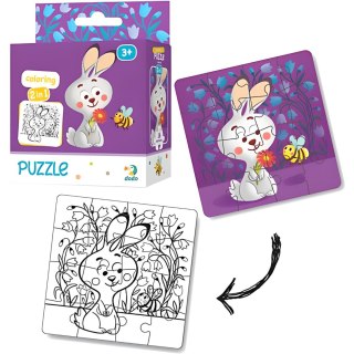 PUZZLE KOLOROWANKA 2w1 MOTYW ZAJĄCA DWUSTRONNA KREATYWNA ZABAWA DLA DZIEC
