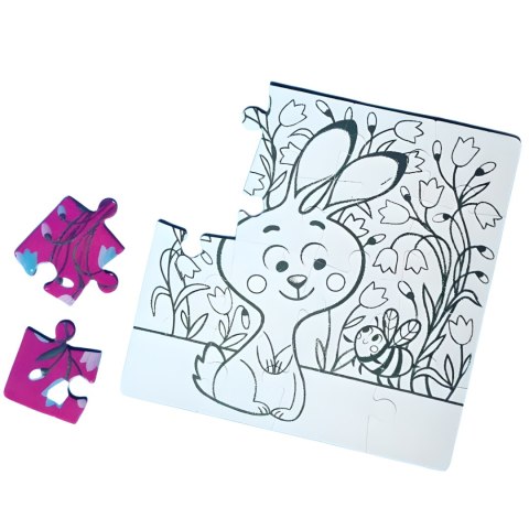 PUZZLE KOLOROWANKA 2w1 MOTYW ZAJĄCA DWUSTRONNA KREATYWNA ZABAWA DLA DZIEC