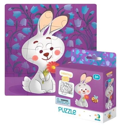 PUZZLE KOLOROWANKA 2w1 MOTYW ZAJĄCA DWUSTRONNA KREATYWNA ZABAWA DLA DZIEC