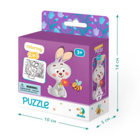 PUZZLE KOLOROWANKA 2w1 MOTYW ZAJĄCA DWUSTRONNA KREATYWNA ZABAWA DLA DZIEC