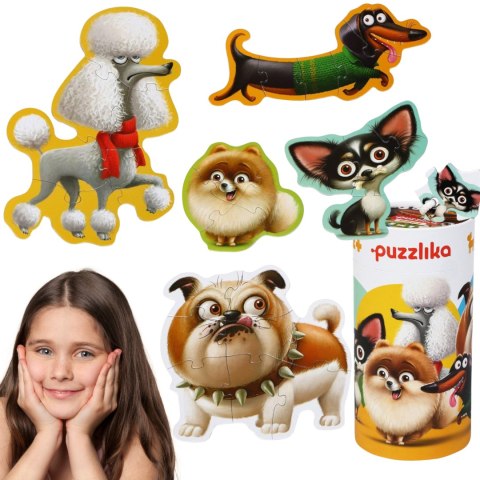PUZZLE 5W1 PSY 27 ELEMENTÓW ZWIERZAKI ZESTAW UKŁADANKA PUDEŁKO Z UCHWYTEM PUZZLE 5W1 PSY 27 ELEMENTÓW ZWIERZAKI ZESTAW UKŁADANKA PUDEŁKO Z UCHWYTEM