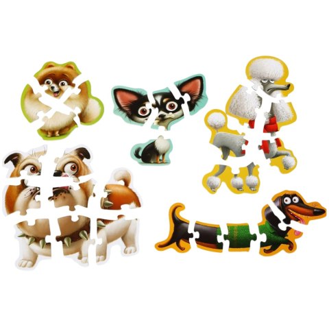 PUZZLE 5W1 PSY 27 ELEMENTÓW ZWIERZAKI ZESTAW UKŁADANKA PUDEŁKO Z UCHWYTEM PUZZLE 5W1 PSY 27 ELEMENTÓW ZWIERZAKI ZESTAW UKŁADANKA PUDEŁKO Z UCHWYTEM