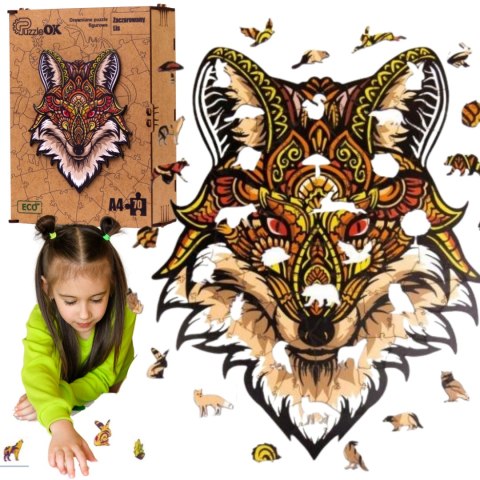 PUZZLE DREWNIANE UKŁADANKA ZACZAROWANY LIS LISEK PUZZLE DREWNIANE UKŁADANKA ZACZAROWANY LIS LISEK