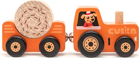 TRAKTOR CIĄGNIK Z PRZYCZEPĄ DREWNIANY BALOT SIANA ZESTAW DLA DZIECI TRAKTOR CIĄGNIK Z PRZYCZEPĄ DREWNIANY BALOT SIANA ZESTAW DLA DZIECI