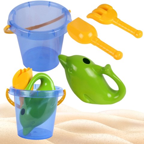 ZESTAW DO ZABAWY W PIASKU NA PLAŻE WIADERKO KONEWKA DELFIN ŁOPATKA GRABKI ZESTAW DO ZABAWY W PIASKU NA PLAŻE WIADERKO KONEWKA DELFIN ŁOPATKA GRABKI