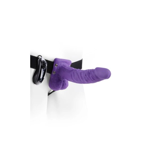 Fetish Fantasy Series 7" Vibrating Hollow Strap-On with Balls Purple Fetish Fantasy Series 7" Vibrating Hollow Strap-On with Balls Purple