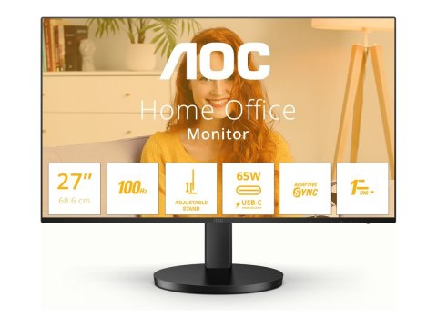 AOC Q27B3CF2 | 27 " | IPS | QHD | 16:9 | 100 Hz | 1 ms | 2560 x 1440 pixels | 350 cd/m² | HDMI ports quantity 1 | Black | Warran AOC Q27B3CF2 | 27 " | IPS | QHD | 16:9 | 100 Hz | 1 ms | 2560 x 1440 pixels | 350 cd/m² | HDMI ports quantity 1 | Black | Warran