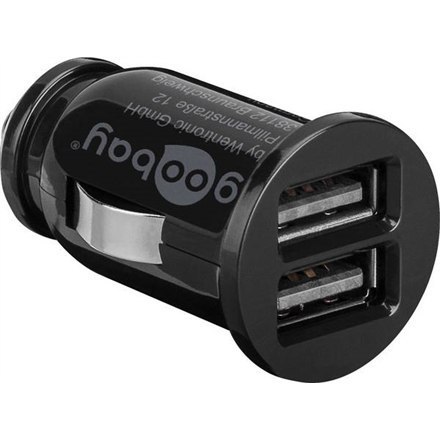 Goobay 58912 Dual-USB Car Charger, Black Goobay 58912 Dual-USB Car Charger, Black