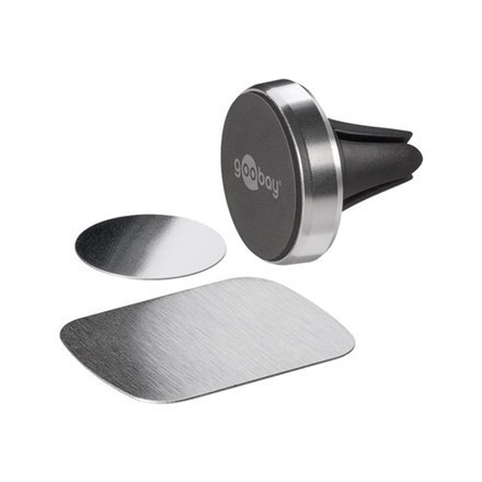 Goobay | Uchwyt magnetyczny Metal Slim Design do smartfonów (35 mm) | 38685 | Czarny/Srebrny | Uchwyt magnetyczny pasuje do praw Goobay | Uchwyt magnetyczny Metal Slim Design do smartfonów (35 mm) | 38685 | Czarny/Srebrny | Uchwyt magnetyczny pasuje do praw