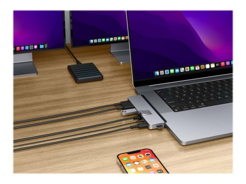 HiperDrive DUO PRO 7-w-2 USB-C Hub dla MacBook Air/Pro 2016-2020 | Porty Ethernet LAN (RJ-45) 1 | Ilość portów HDMI 1 HiperDrive DUO PRO 7-w-2 USB-C Hub dla MacBook Air/Pro 2016-2020 | Porty Ethernet LAN (RJ-45) 1 | Ilość portów HDMI 1