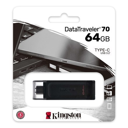 Kingston | DataTraveler 70 | 64 GB | USB-C | Czarny Kingston | DataTraveler 70 | 64 GB | USB-C | Czarny