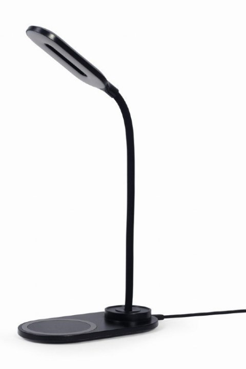 Lampa biurkowa Gembird z bezprzewodową ładowarką, kolor czarny, zimna, ciepła, naturalna temperatura 2893-7072 K, do telefonu lu Lampa biurkowa Gembird z bezprzewodową ładowarką, kolor czarny, zimna, ciepła, naturalna temperatura 2893-7072 K, do telefonu lu