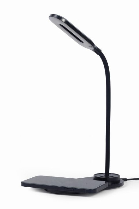 Lampa biurkowa Gembird z bezprzewodową ładowarką, kolor czarny, zimna, ciepła, naturalna temperatura 2893-7072 K, do telefonu lu Lampa biurkowa Gembird z bezprzewodową ładowarką, kolor czarny, zimna, ciepła, naturalna temperatura 2893-7072 K, do telefonu lu