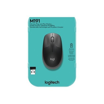 Logitech | Mysz pełnowymiarowa | M190 | Bezprzewodowa | USB | Kolor grafitowy Logitech | Mysz pełnowymiarowa | M190 | Bezprzewodowa | USB | Kolor grafitowy