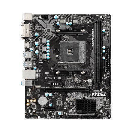 MSI | A320M-A PRO | Processor family AMD | Processor socket AM4 | DDR4 | Memory slots 2 | Supported hard disk drive interfaces S MSI | A320M-A PRO | Processor family AMD | Processor socket AM4 | DDR4 | Memory slots 2 | Supported hard disk drive interfaces S