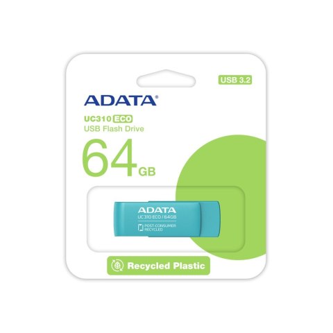 Pamięć USB ADATA UC310 ECO 64 GB 3.2 Gen1 Zielony Pamięć USB ADATA UC310 ECO 64 GB 3.2 Gen1 Zielony