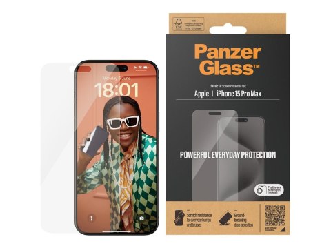 PanzerGlass | Ochraniacz ekranu | Apple iPhone 15 Pro Max | Przezroczysty PanzerGlass | Ochraniacz ekranu | Apple iPhone 15 Pro Max | Przezroczysty