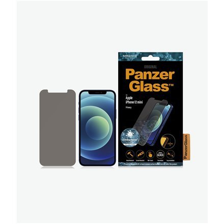 PanzerGlass | Screen protector - glass - with privacy filter | Apple iPhone 12 mini | Tempered glass | Black | Transparent PanzerGlass | Screen protector - glass - with privacy filter | Apple iPhone 12 mini | Tempered glass | Black | Transparent