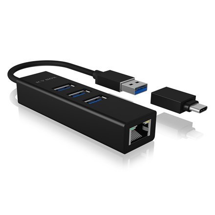 Raidsonic | 4-portowy koncentrator z USB 3.0 Type-A, Type-C, Gigabit LAN | Icy Box IB-HUB1419-LAN Raidsonic | 4-portowy koncentrator z USB 3.0 Type-A, Type-C, Gigabit LAN | Icy Box IB-HUB1419-LAN