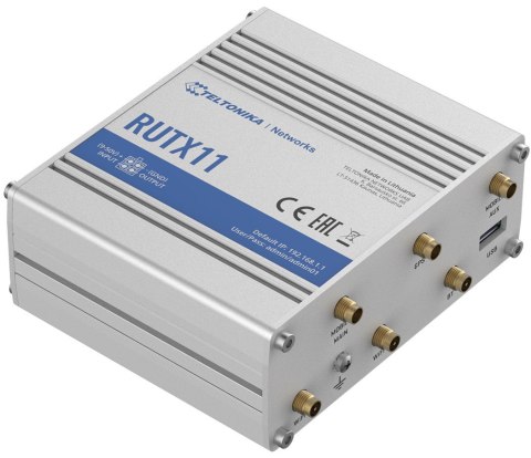 Router przemysłowy 4G LTE Cat6 DualSIM | RUTX11 | 802.11ac | 867 Mbit/s | 10/100/1000 Mbit/s | Porty Ethernet LAN (RJ-45) 4 | Ob Router przemysłowy 4G LTE Cat6 DualSIM | RUTX11 | 802.11ac | 867 Mbit/s | 10/100/1000 Mbit/s | Porty Ethernet LAN (RJ-45) 4 | Ob