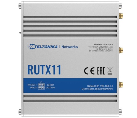 Router przemysłowy 4G LTE Cat6 DualSIM | RUTX11 | 802.11ac | 867 Mbit/s | 10/100/1000 Mbit/s | Porty Ethernet LAN (RJ-45) 4 | Ob Router przemysłowy 4G LTE Cat6 DualSIM | RUTX11 | 802.11ac | 867 Mbit/s | 10/100/1000 Mbit/s | Porty Ethernet LAN (RJ-45) 4 | Ob