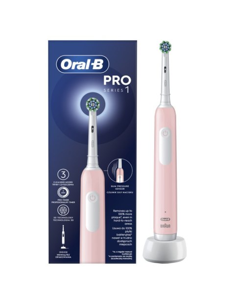 Szczoteczka elektryczna Oral-B Pro Series 1 Cross Action | Różowa | Akumulatorowa | Dla dorosłych | 3 tryby szczotkowania | 1 gł Szczoteczka elektryczna Oral-B Pro Series 1 Cross Action | Różowa | Akumulatorowa | Dla dorosłych | 3 tryby szczotkowania | 1 gł