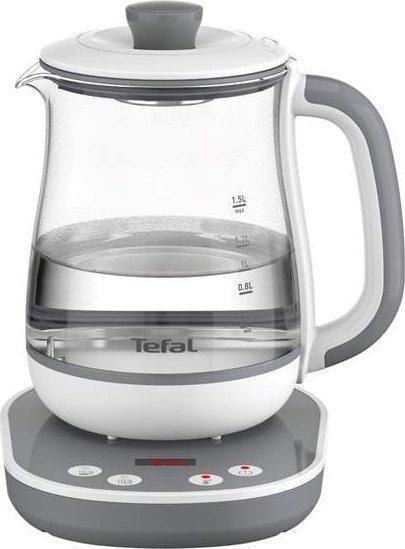 TEFAL Tastea Czajnik | BJ551B10 | Czajnik do herbaty | 1400 W | 1,5 L | Szkło | Obrotowa podstawa 360° | Szary/Biały TEFAL Tastea Czajnik | BJ551B10 | Czajnik do herbaty | 1400 W | 1,5 L | Szkło | Obrotowa podstawa 360° | Szary/Biały