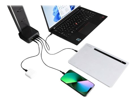 Targus power adapter - GaN - 2 x USB-C, 2 x 9 pin USB Type A - 100 Watt Targus power adapter - GaN - 2 x USB-C, 2 x 9 pin USB Type A - 100 Watt
