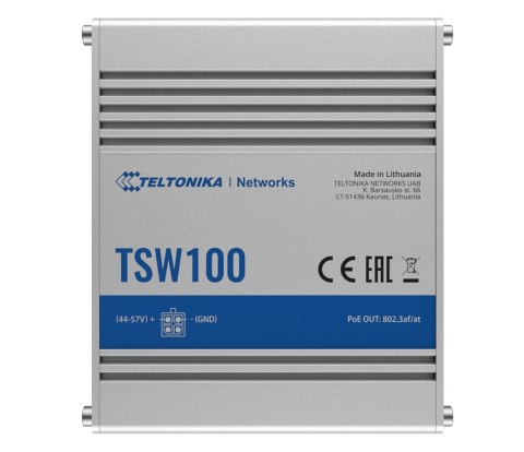 Teltonika | Industiral POE+ Swith | TSW100 | Unmanaged | Desktop | Porty 1 Gb/s (RJ-45) w ilości 5 | Porty PoE w ilości 4 | Port Teltonika | Industiral POE+ Swith | TSW100 | Unmanaged | Desktop | Porty 1 Gb/s (RJ-45) w ilości 5 | Porty PoE w ilości 4 | Port