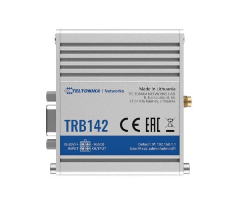 Teltonika TRB142003000 Brama, 2G/3G/4G LTE (Cat 1), wyposażona w RS232 do komunikacji szeregowej | Brama LTE | TRB142 | Brak Wi- Teltonika TRB142003000 Brama, 2G/3G/4G LTE (Cat 1), wyposażona w RS232 do komunikacji szeregowej | Brama LTE | TRB142 | Brak Wi-
