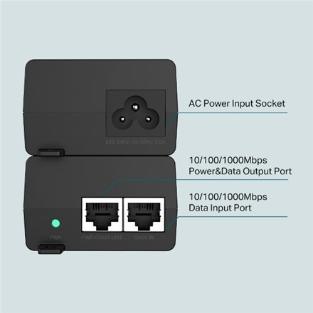 TP-LINK | Adapter PoE+ Injector | TL-POE160S | 10/100/1000 Mbit/s | Porty Ethernet LAN (RJ-45) 1x10/100/1000Mbps RJ45 port wejśc TP-LINK | Adapter PoE+ Injector | TL-POE160S | 10/100/1000 Mbit/s | Porty Ethernet LAN (RJ-45) 1x10/100/1000Mbps RJ45 port wejśc